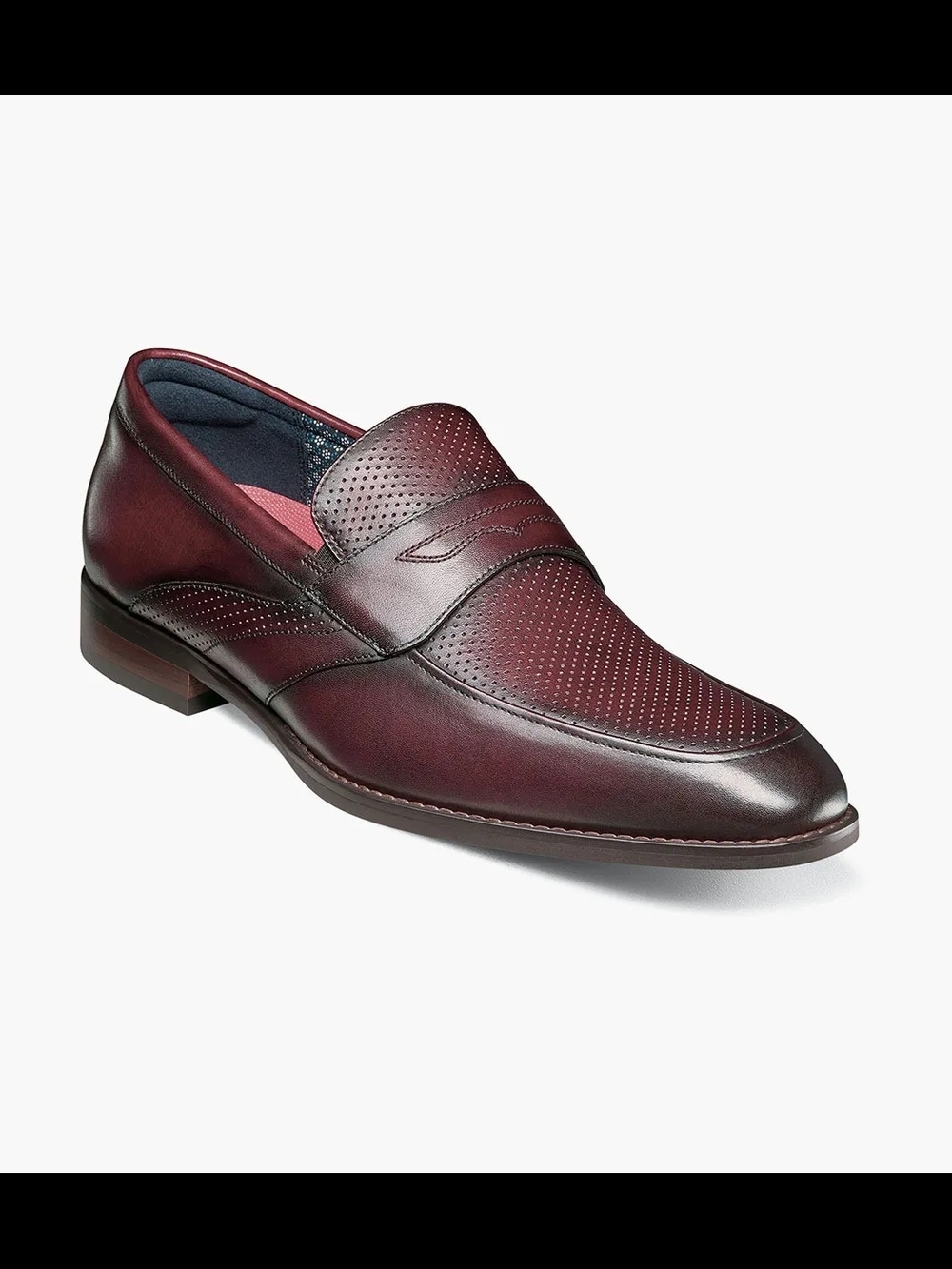 Stacy Adams Karnes Moc Toe Penny Slip On Burgundy